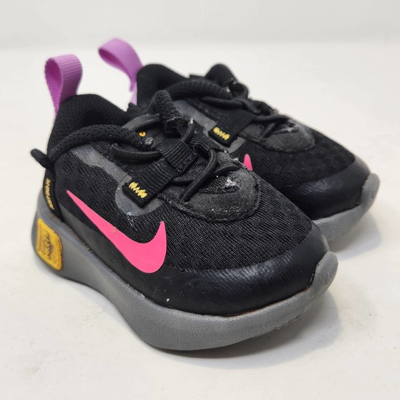 Nike Toddler Reposto TD Sneakers Atheltic Shoes 3C Black Fuchsia Glow Slip On - Picture 1 of 7